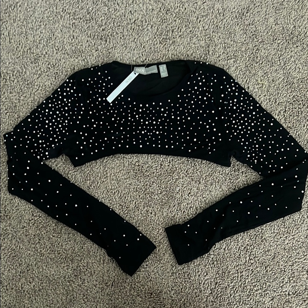 ASOS Black Rhinestone Top